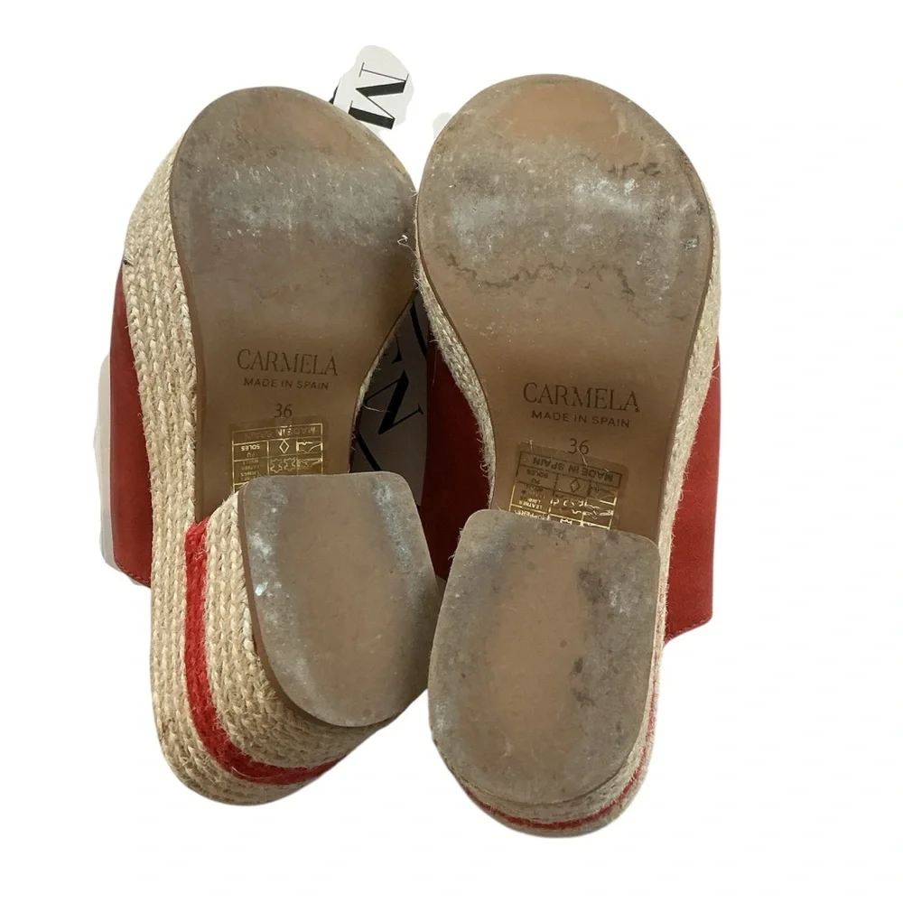 Carmela Womens Red Wedges Jute Heels Size 36 US Size 5